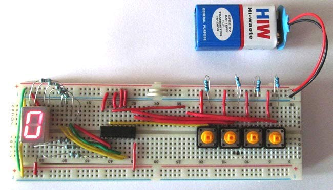 Breadboard version of 7-Segment Display Driver Circuit