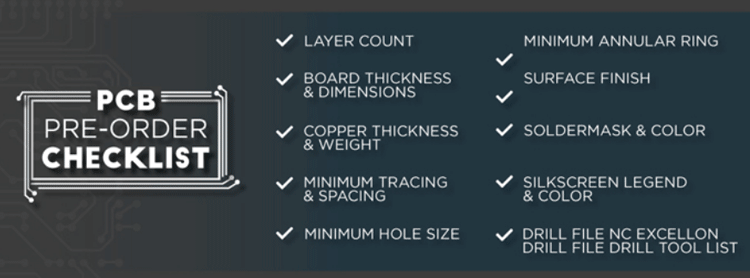 PCB pre-order checklist. Source pcbcart.com